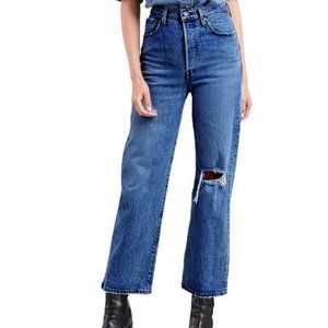 Levi’s Premium Ribcage Straight High Rise Ankle Distressed Jeans NWT 32 x 27